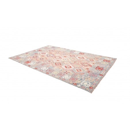 Tappeto Kilim Afghanistan bianco rosso 202x304