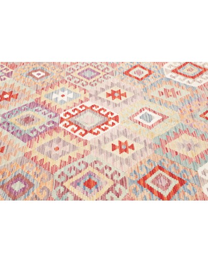 Tappeto Kilim Afghanistan bianco rosso 202x304