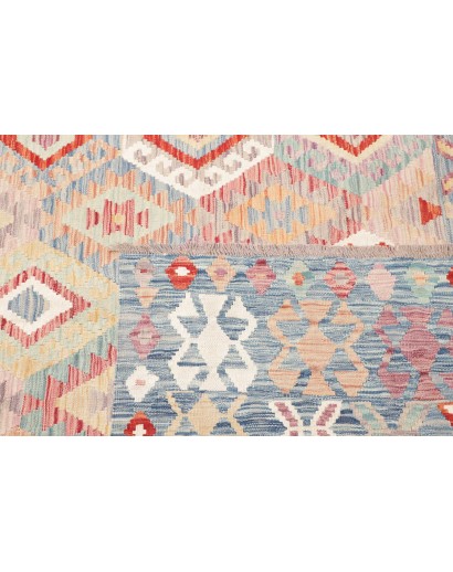 Tappeto Kilim Afghanistan bianco rosso 202x304