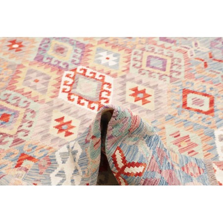 Tappeto Kilim Afghanistan bianco rosso 202x304