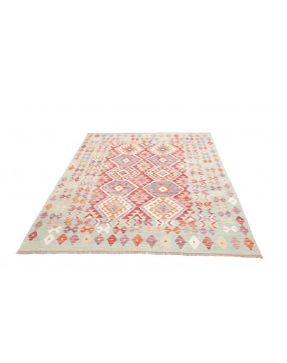 Tappeto Kilim Afghanistan bianco rosso 168x235