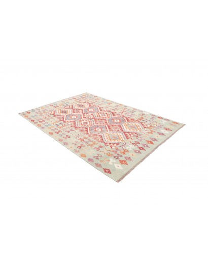 Tappeto Kilim Afghanistan bianco rosso 168x235