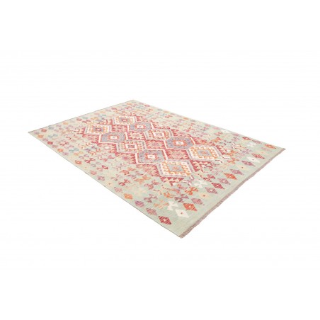 Tappeto Kilim Afghanistan bianco rosso 168x235
