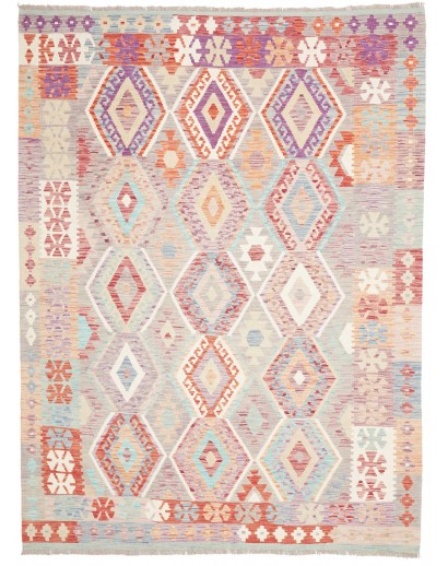 Tappeto Kilim Afghanistan bianco rosso 183x246