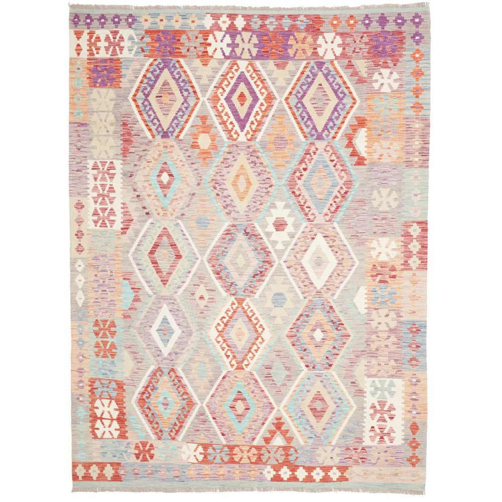 Tappeto Kilim Afghanistan bianco rosso 183x246