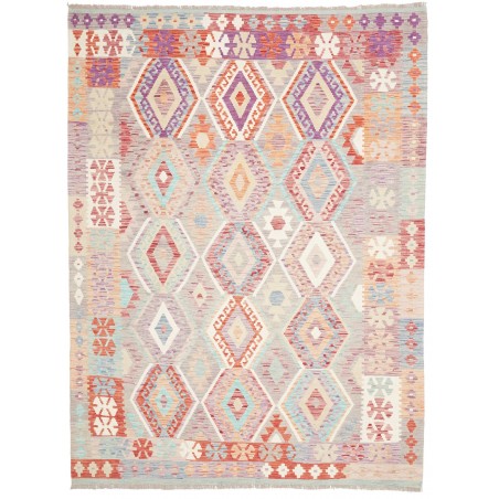 Tappeto Kilim Afghanistan bianco rosso 183x246