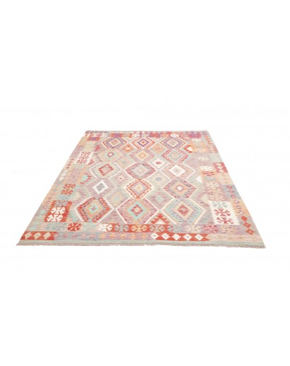 Tappeto Kilim Afghanistan bianco rosso 183x246