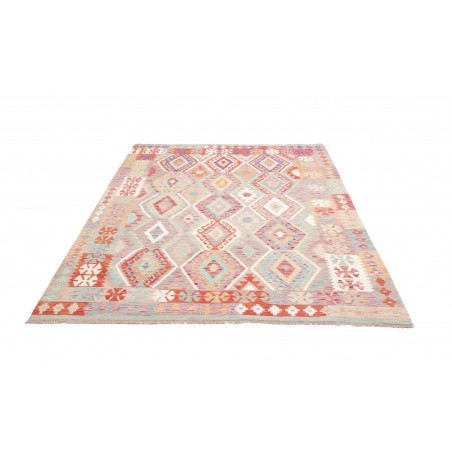 Tappeto Kilim Afghanistan bianco rosso 183x246