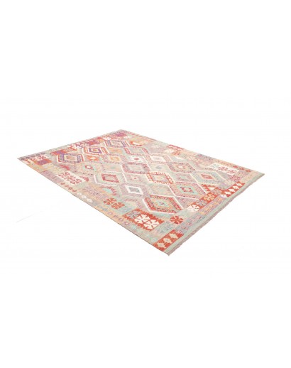 Tappeto Kilim Afghanistan bianco rosso 183x246