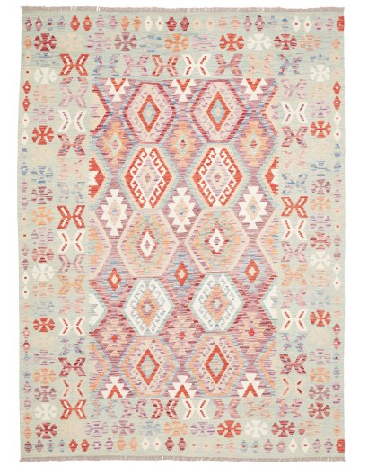 Tappeto Kilim Afghanistan bianco rosso 179x244