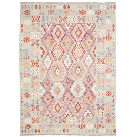 Tappeto Kilim Afghanistan bianco rosso 179x244