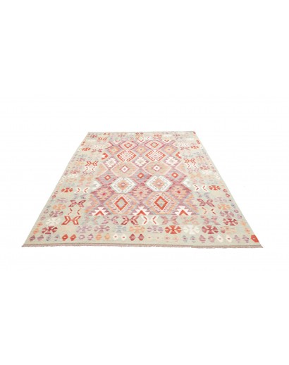 Tappeto Kilim Afghanistan bianco rosso 179x244