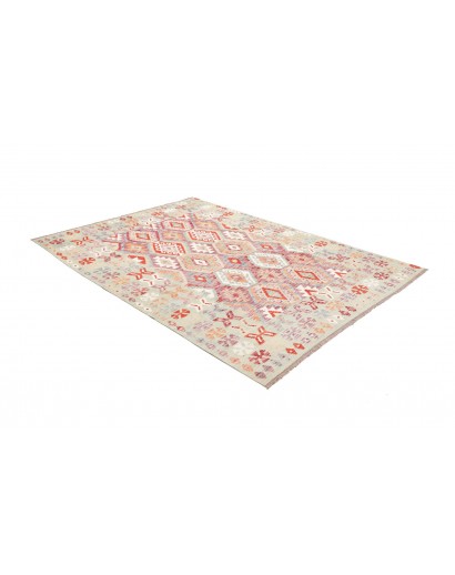 Tappeto Kilim Afghanistan bianco rosso 179x244