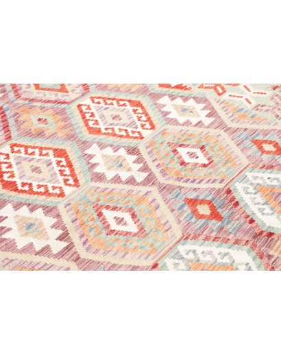 Tappeto Kilim Afghanistan bianco rosso 179x244