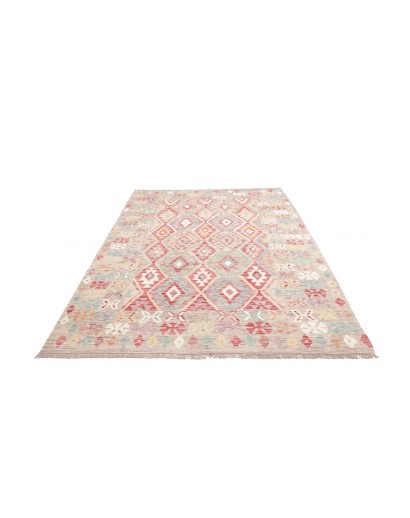 Tappeto Kilim Afghanistan bianco rosso 178x251