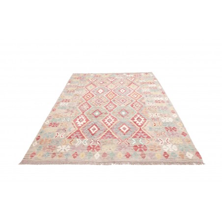 Tappeto Kilim Afghanistan bianco rosso 178x251
