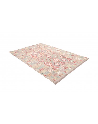 Tappeto Kilim Afghanistan bianco rosso 178x251