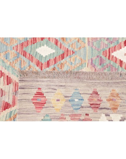 Tappeto Kilim Afghanistan bianco rosso 178x251