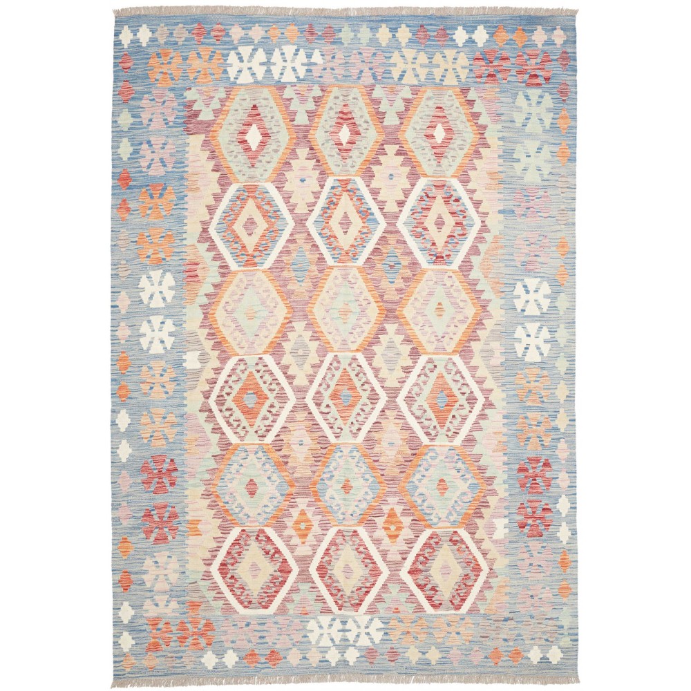 Tappeto Kilim Afghanistan bianco marrone 178x256