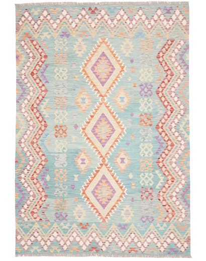 Tappeto Kilim Afghanistan bianco azzurro 176x255