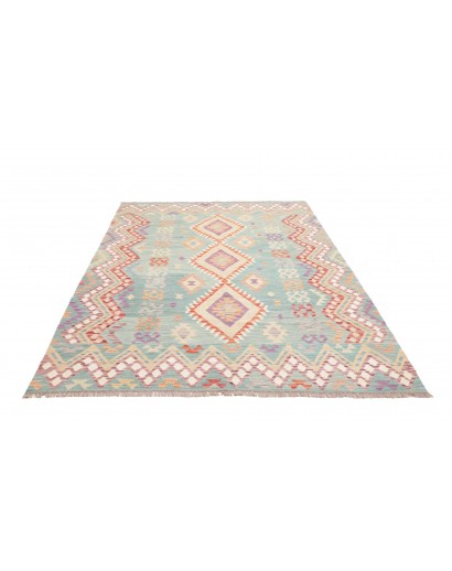 Tappeto Kilim Afghanistan bianco azzurro 176x255