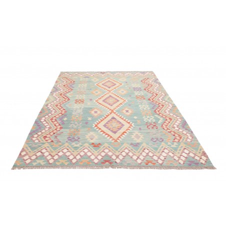 Tappeto Kilim Afghanistan bianco azzurro 176x255