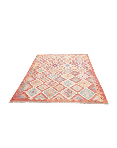 Tappeto Kilim Afghanistan bianco arancione 150x204