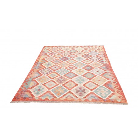 Tappeto Kilim Afghanistan bianco arancione 150x204