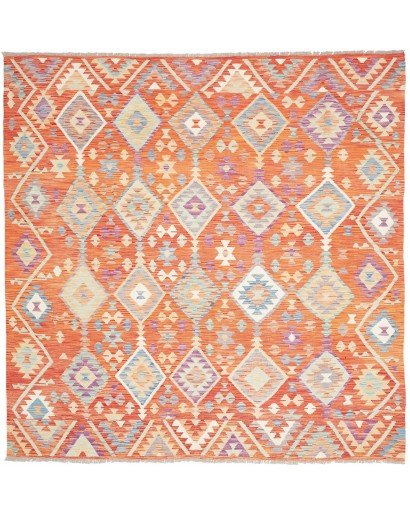 Tappeto Kilim Afghanistan marrone rosso 203x205