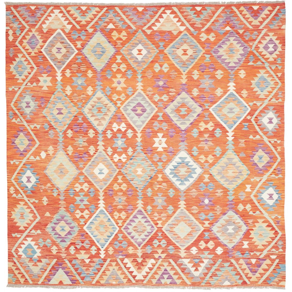 Tappeto Kilim Afghanistan marrone rosso 203x205