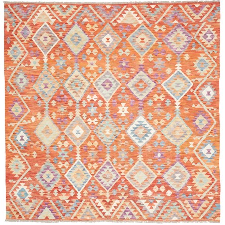 Tappeto Kilim Afghanistan marrone rosso 203x205