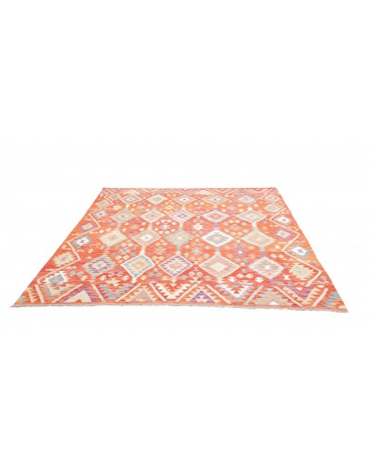 Tappeto Kilim Afghanistan marrone rosso 203x205