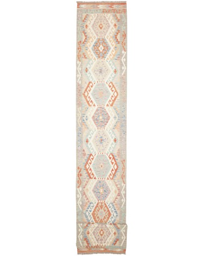 Tappeto Kilim Afghanistan bianco arancione 83x636
