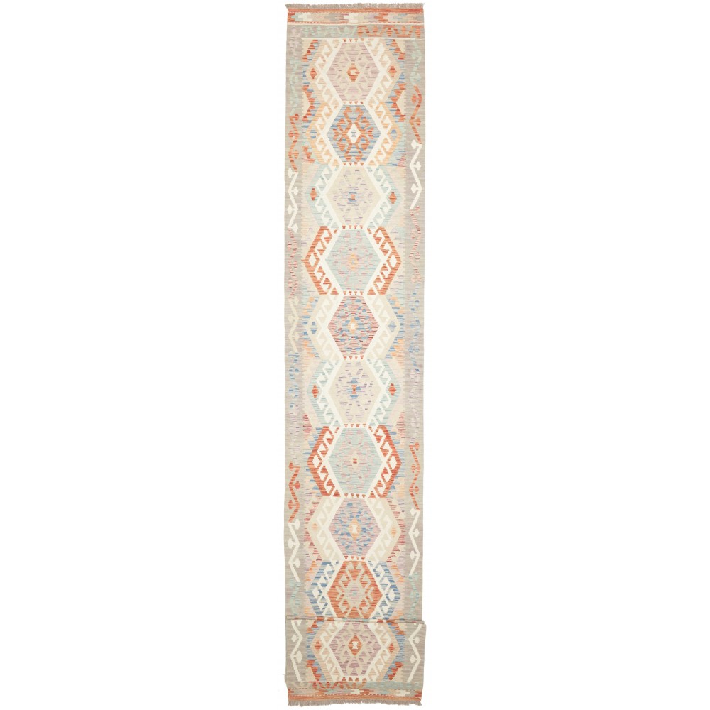 Tappeto Kilim Afghanistan bianco arancione 83x636