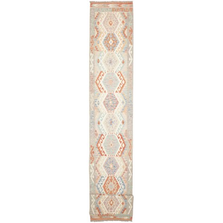 Tappeto Kilim Afghanistan bianco arancione 83x636