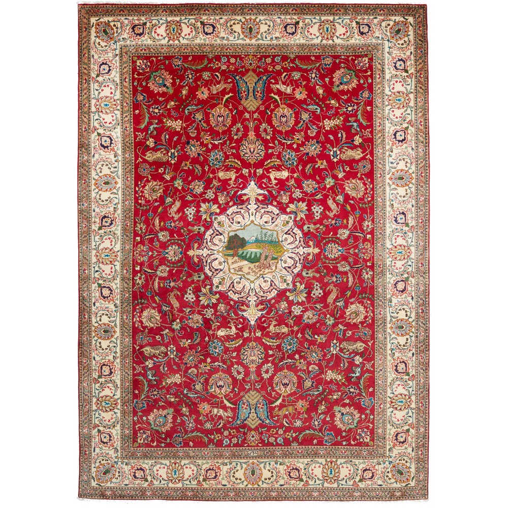 Tappeto Tabriz Persia marrone grigio 242x343 Tappeto Tabriz Persia marrone grigio 242x343