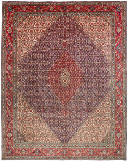 Tappeto Tabriz Persia marrone giallo 303x383