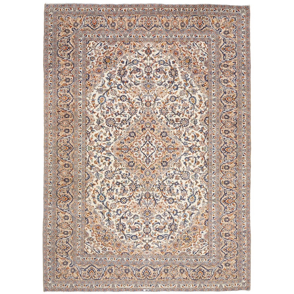 Tappeto Kashan Persia bianco marrone 252x355 Tappeto Kashan Persia bianco marrone 252x355