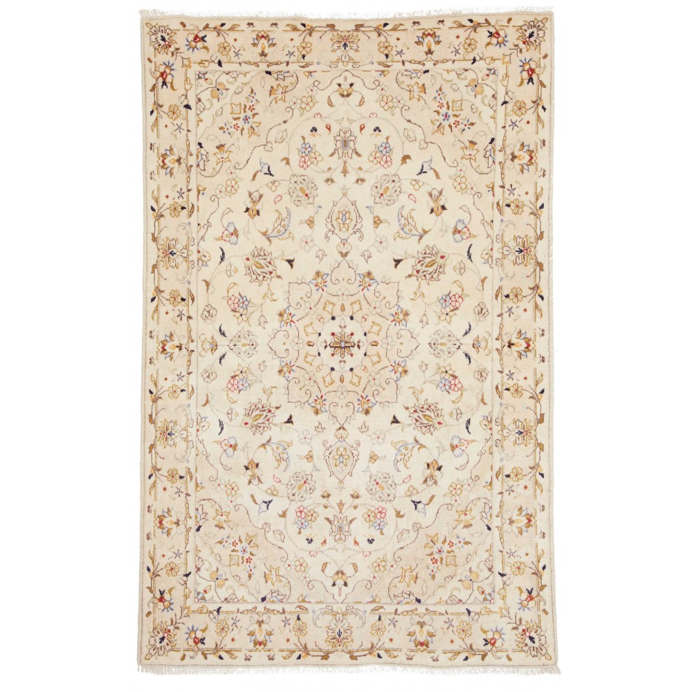 Tappeto Kashan Fine Persia bianco giallo 98x155 Tappeto Kashan Fine Persia bianco giallo 98x155