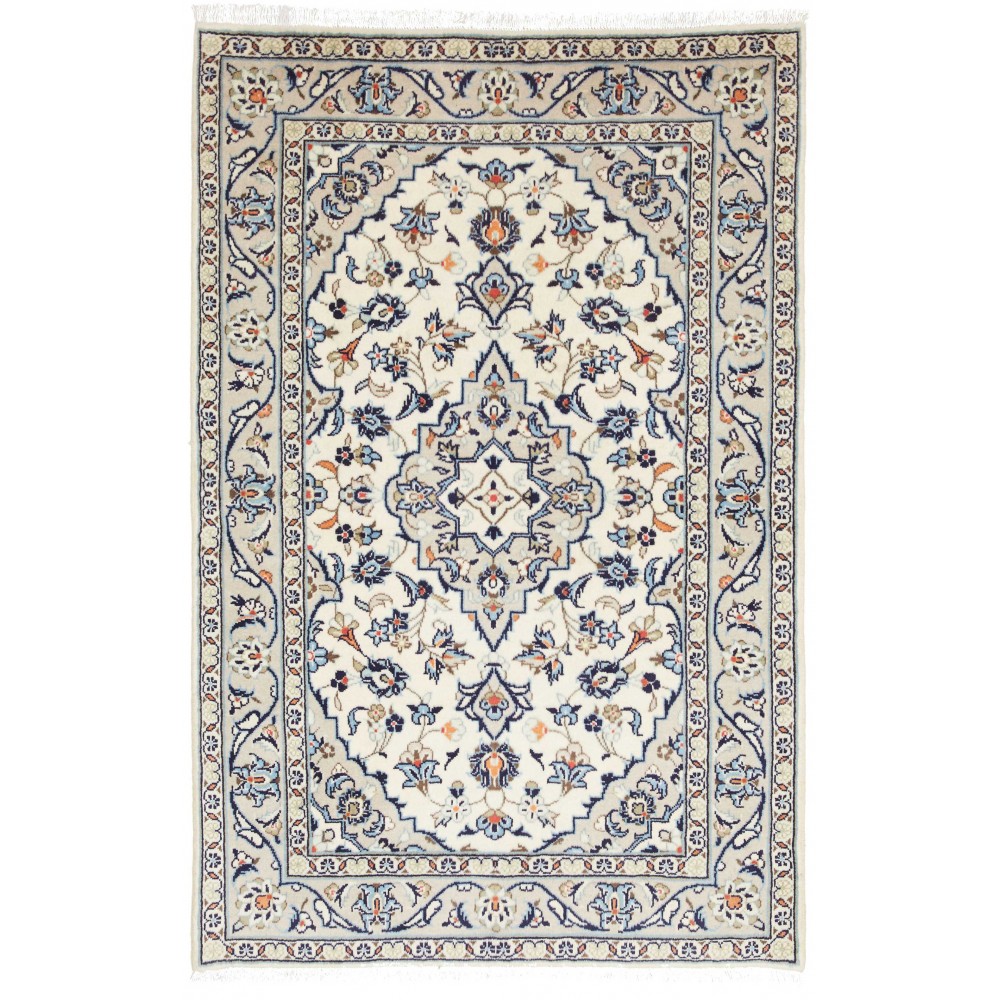 Tappeto Kashan Fine Persia bianco grigio 96x147 Tappeto Kashan Fine Persia bianco grigio 96x147