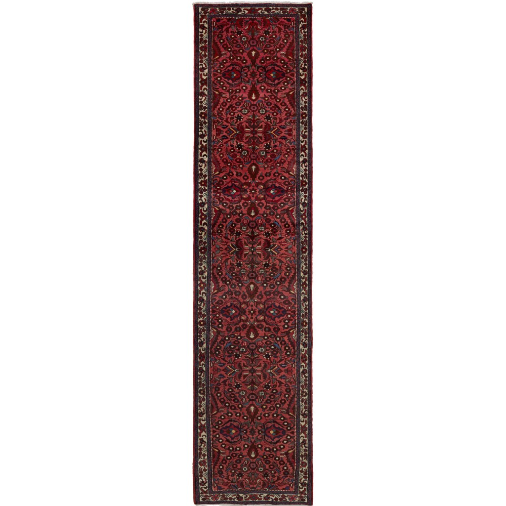 Tappeto Hamadan Persia grigio marrone 90x395 Tappeto Hamadan Persia grigio marrone 90x395