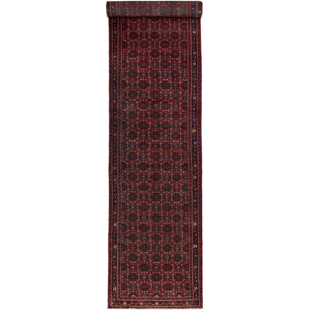 Tappeto Hamadan Persia grigio marrone 120x510 Tappeto Hamadan Persia grigio marrone 120x510