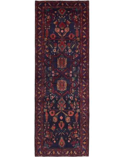 Tappeto Hamadan Persia grigio rosso 120x345