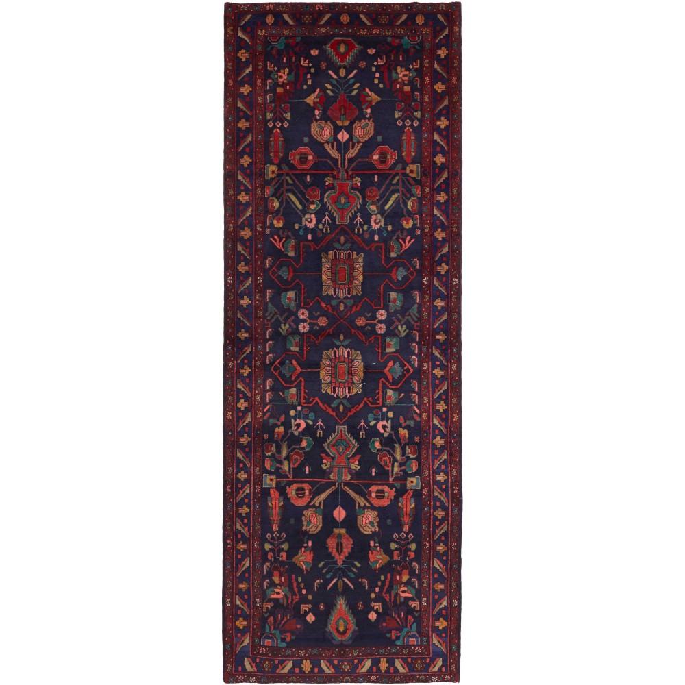 Tappeto Hamadan Persia grigio rosso 120x345 Tappeto Hamadan Persia grigio rosso 120x345
