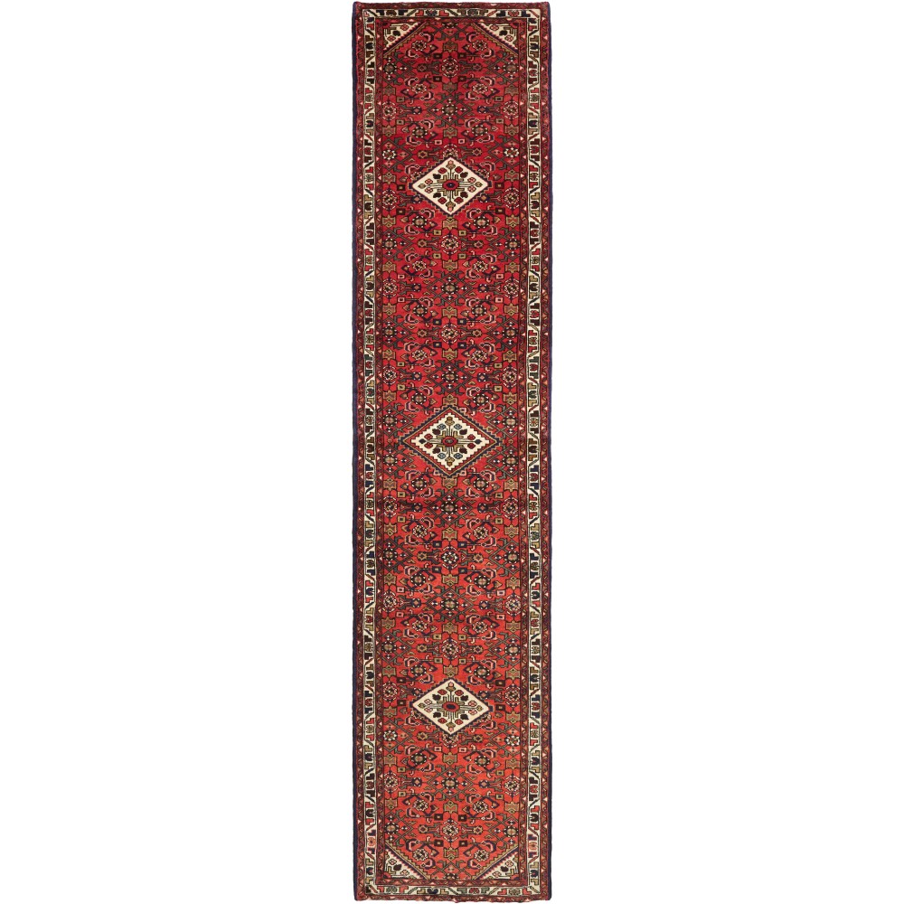 Tappeto Hamadan Persia marrone grigio 90x405 Tappeto Hamadan Persia marrone grigio 90x405