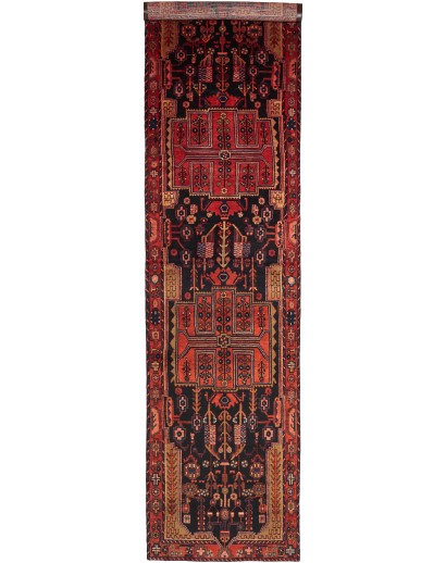 Tappeto Hamadan Persia grigio marrone 120x460