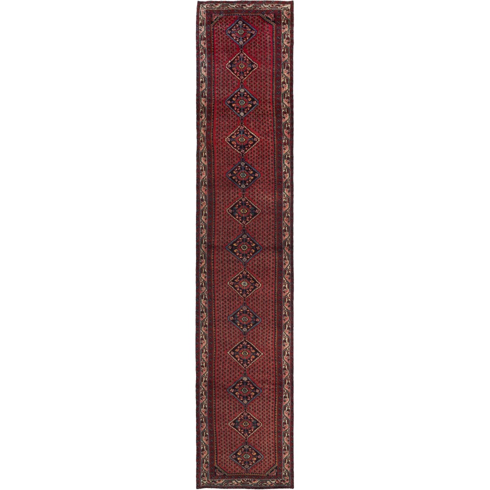 Tappeto Hamadan Persia marrone grigio 80x440 Tappeto Hamadan Persia marrone grigio 80x440
