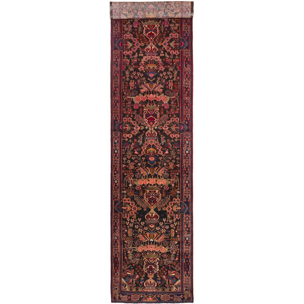 Tappeto Hamadan Persia grigio arancione 110x488 Tappeto Hamadan Persia grigio arancione 110x488