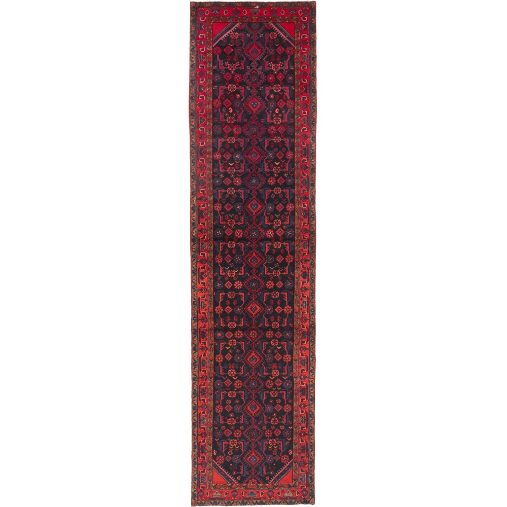 Tappeto Hamadan Persia grigio marrone 110x440 Tappeto Hamadan Persia grigio marrone 110x440
