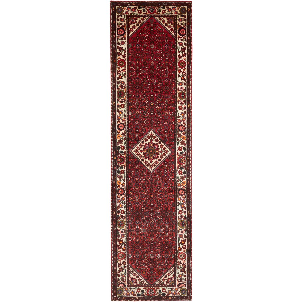 Tappeto Hamadan Persia grigio marrone 105x415 Tappeto Hamadan Persia grigio marrone 105x415